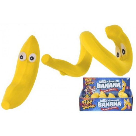 Squidgy Banana with eyes - squishy fiddle toy