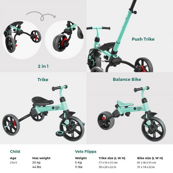 YVelo Flippa  3 in 1 Trike to Balance Bike